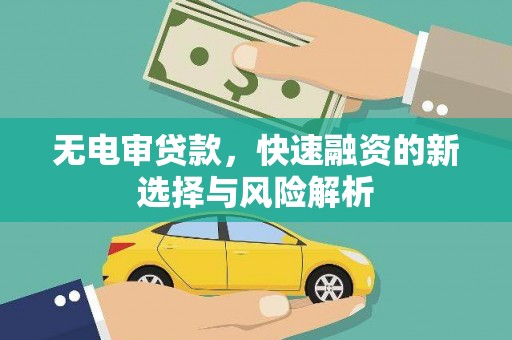 江西无电审贷款，快速融资的新选择与风险解析