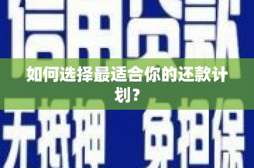 江西如何选择最适合你的还款计划？