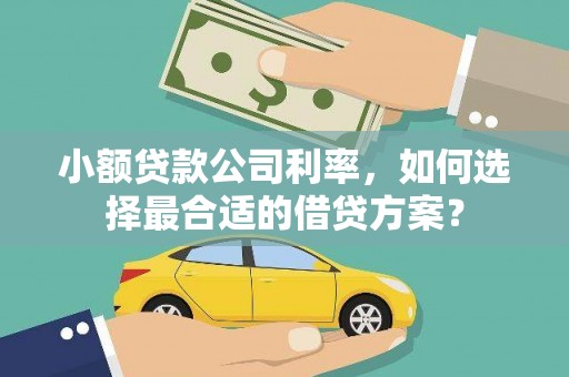 江西小额贷款公司利率，如何选择最合适的借贷方案？