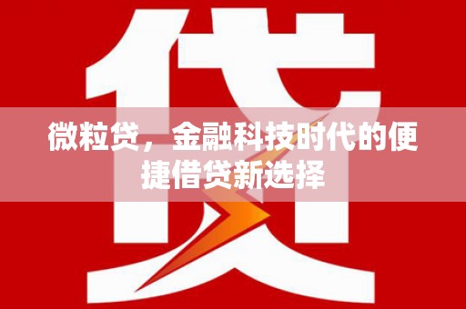 江西微粒贷，金融科技时代的便捷借贷新选择